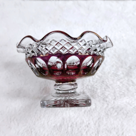 Vintage Westmoreland Glass Ruby Flash Pedestal Footed Candy Dish - Picture 10 of 10